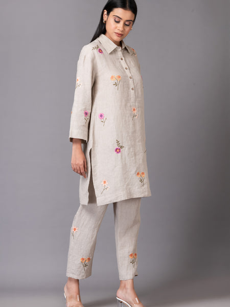 Floral linen co-ord set ROJM 2409143