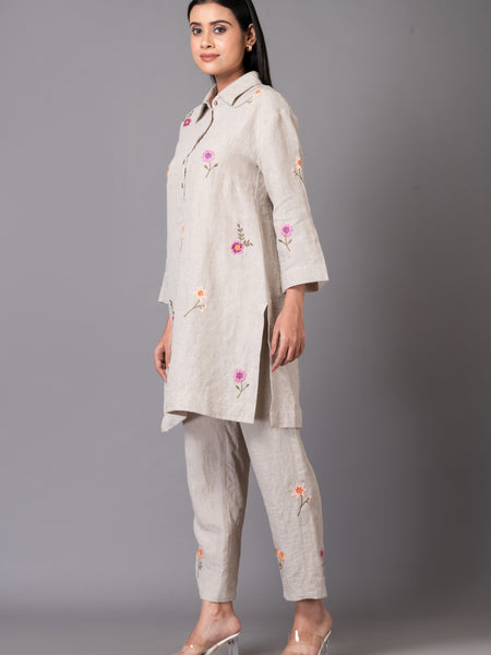 Floral linen co-ord set ROJM 2409143