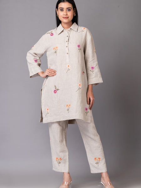 Floral linen co-ord set ROJM 2409143