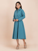 Teal Grace Poplin Dress ROJM 2411170