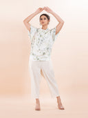 ROJM 2304152 Cowl neck printed top