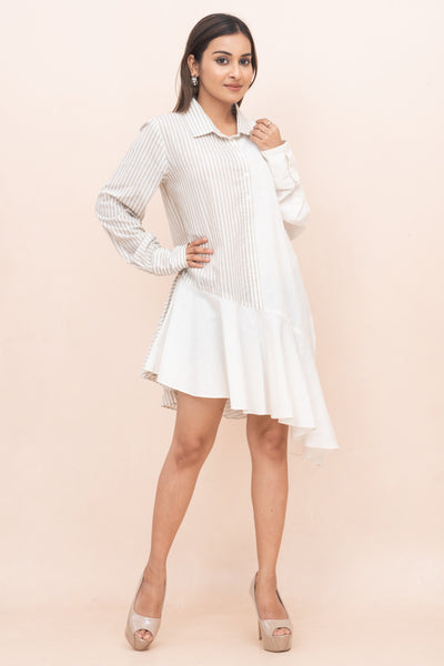 Ivory ROJM 230289 A_Symmetrical collared tunic