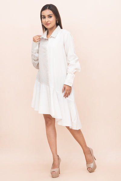 Ivory ROJM 230289 A_Symmetrical collared tunic