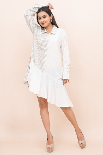 Ivory ROJM 230289 A_Symmetrical collared tunic