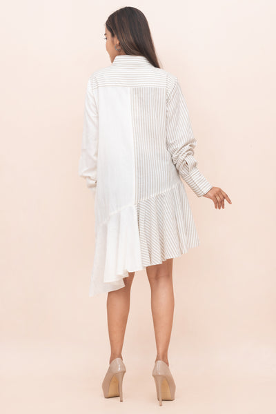 Ivory ROJM 230289 A_Symmetrical collared tunic