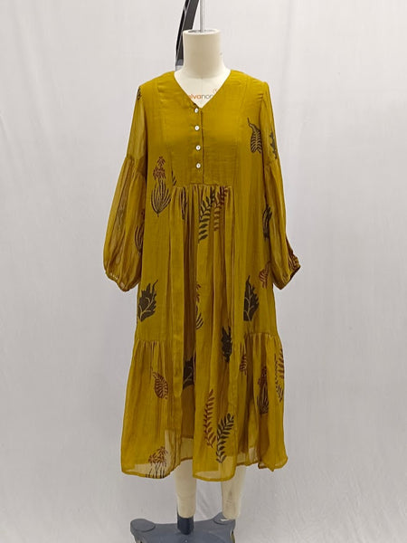 ROAM 222703 Block printed chanderi tunic dress