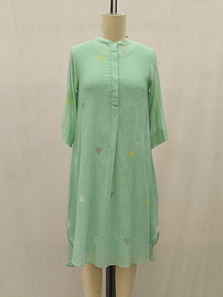 ROJM 2305169 handwoven Jamdani tunic dress GREEN