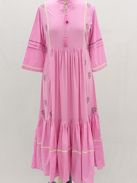 ROJM 191602 pink embroidered voile tunic