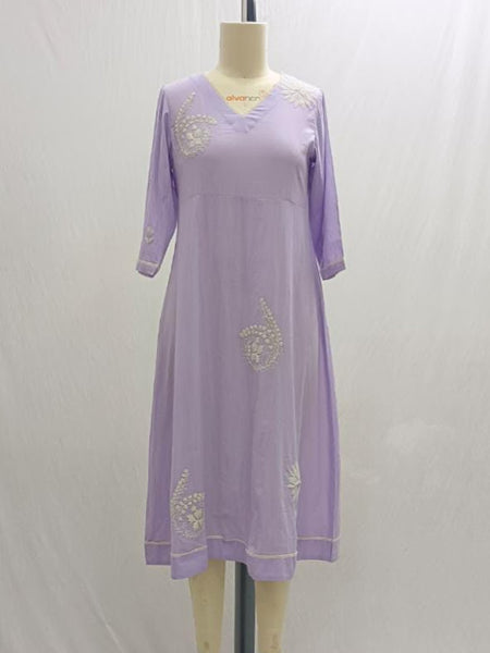 ROAM 223102 Cord embroidered tunic lilac
