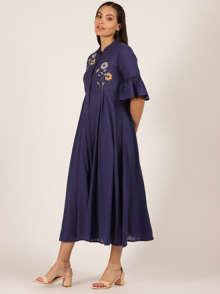 ROAM 190608 NAVY BLUE EMBROIDERED TUNIC