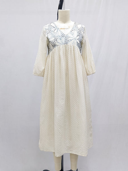ROAM 223503 embroidered yoke panelled dress